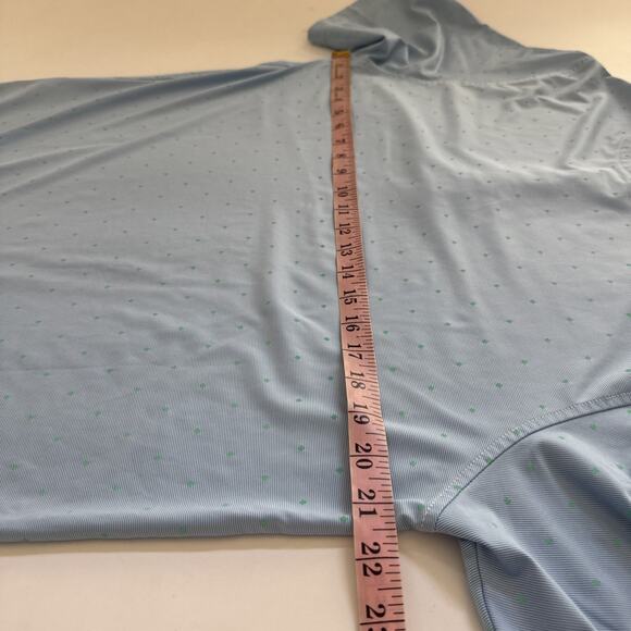 FJ FootJoy Polo Shirt Blue Medium All Over Print Golf Performance Oakhurst Logo - Picture 9 of 10